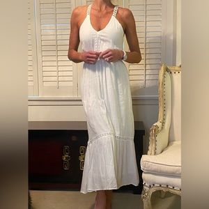 Molly Bracken white linen blend maxi dress